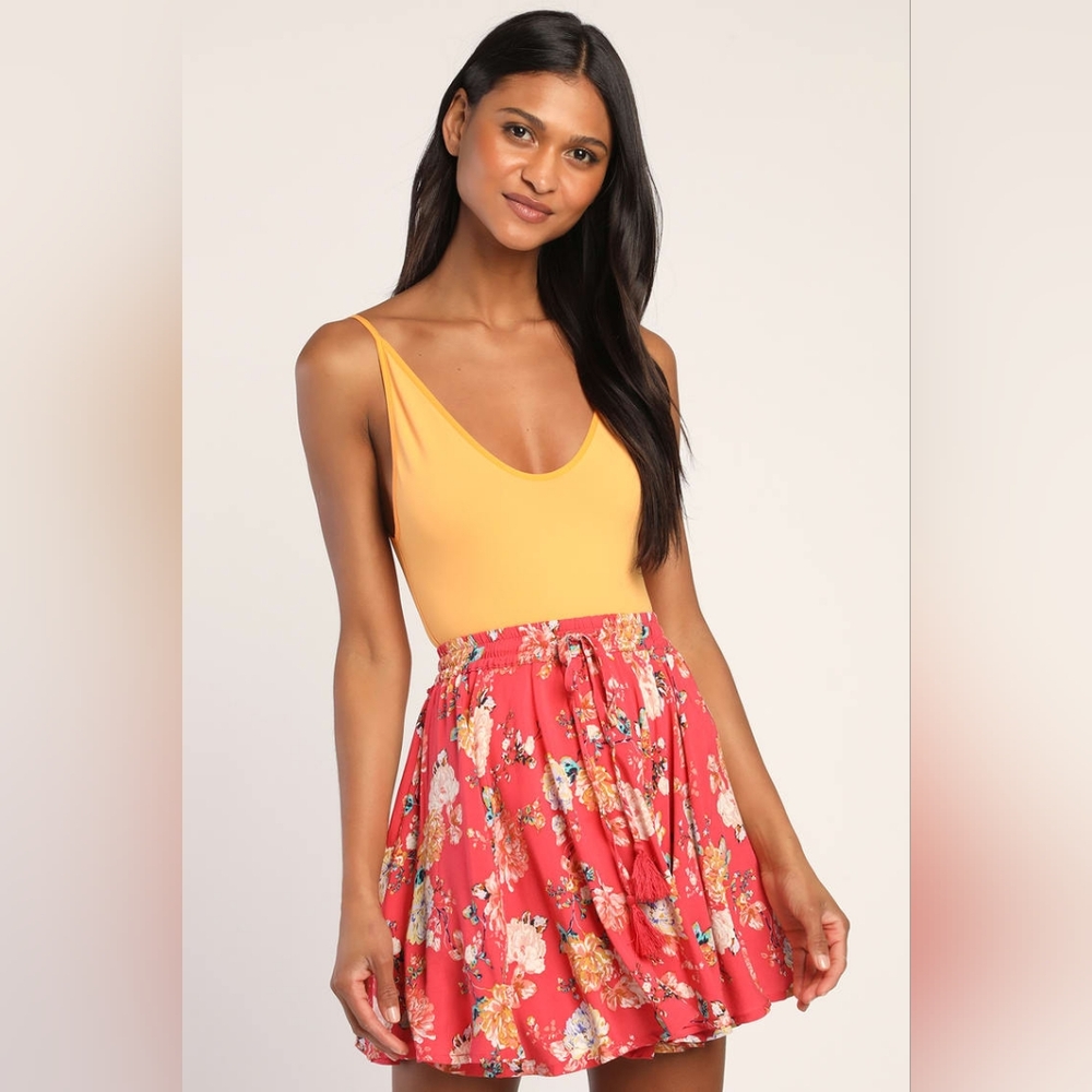 Lopez Red Floral Print Mini Skirt O'Neil XL